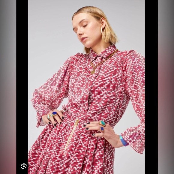 Heimstone red and white Pomegranate Plumetis blouse - Picture 1 of 6